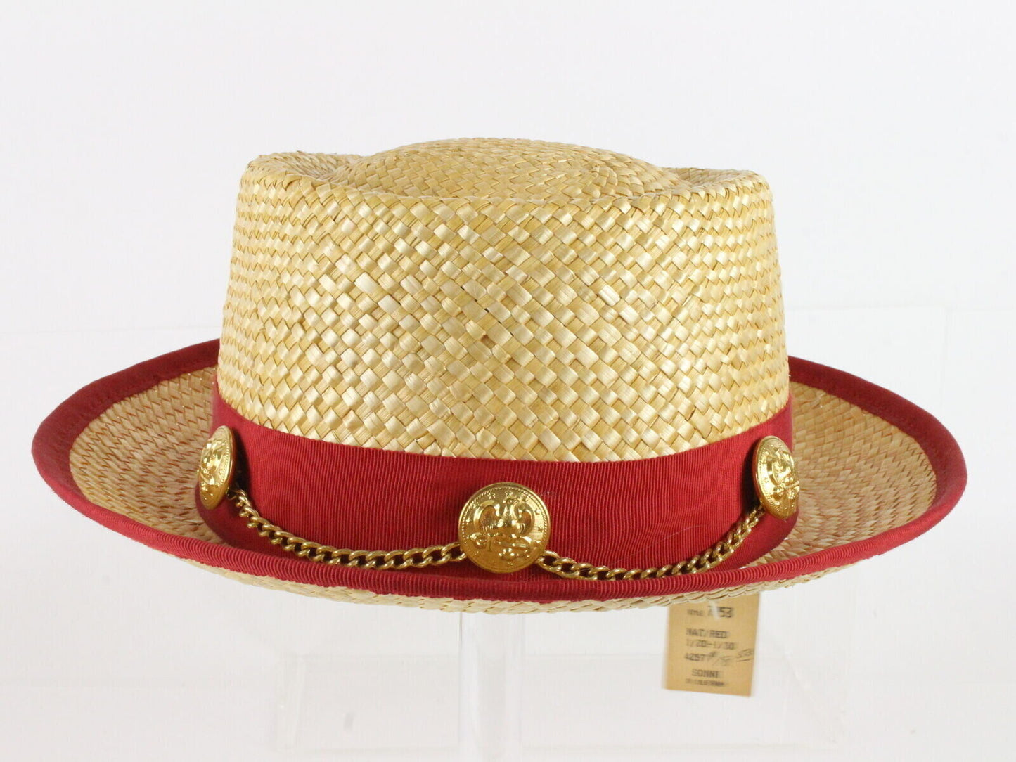 Sonni California Ladies Summer Hat Straw Red 7 1/8 57cm
