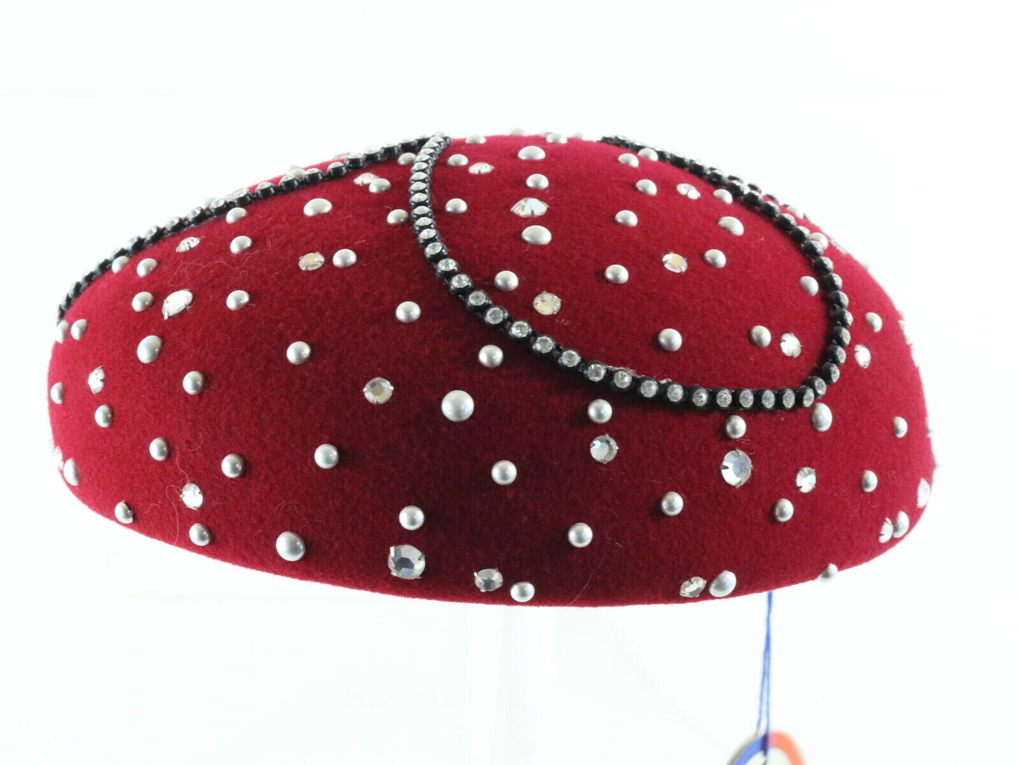 Mr John Classic Excello Ladies Pillbox Hat Red Wool Felt 6 7/8 55cm