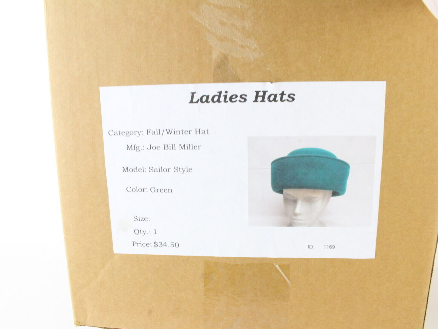 Joe Bill Miller Ladies Boutique Green Wool Fall/Winter Felt Hat 7 1/4 58cm