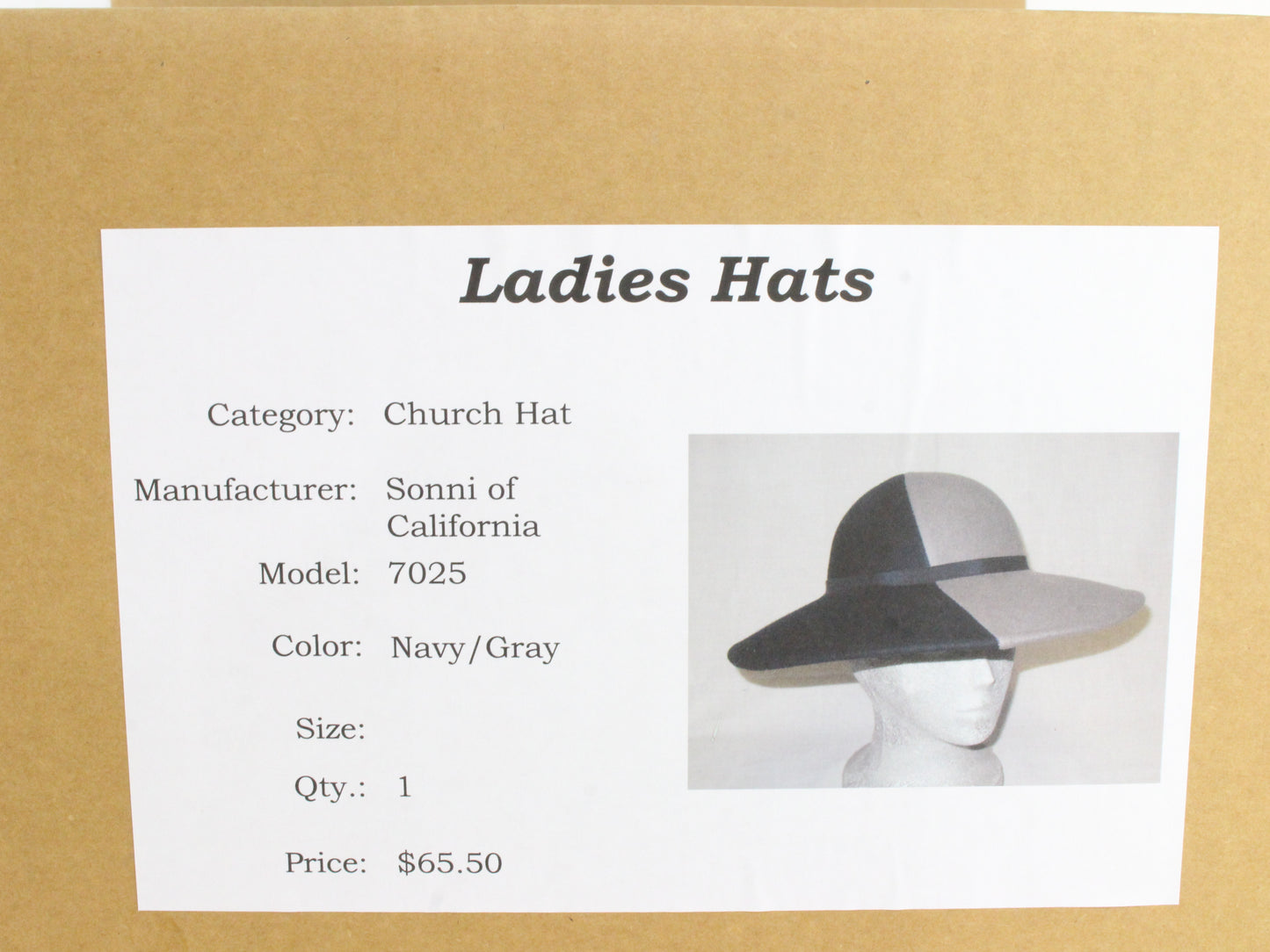 Sonni of California Ladies Navy Blue and Gray Wool Felt Boutique Hat 6 3/4 54cm