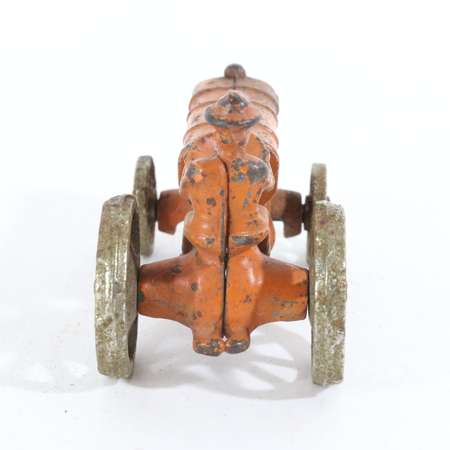 Vintage Orange Cast Iron Tractor Farm Model w/ Driver Arcade 273R 3"