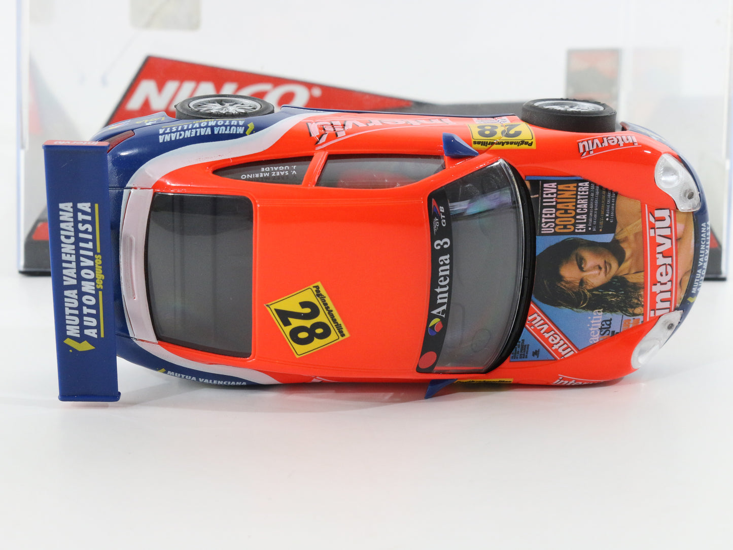 Ninco Slot Car Porsche #28 Interviu Orange & Blue 1:35