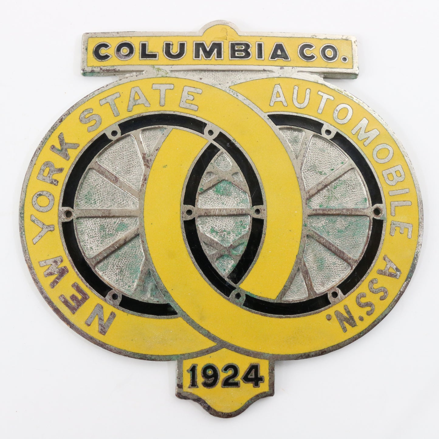 1924 Columbia New York Automobile Association Car Emblem Badge RARE