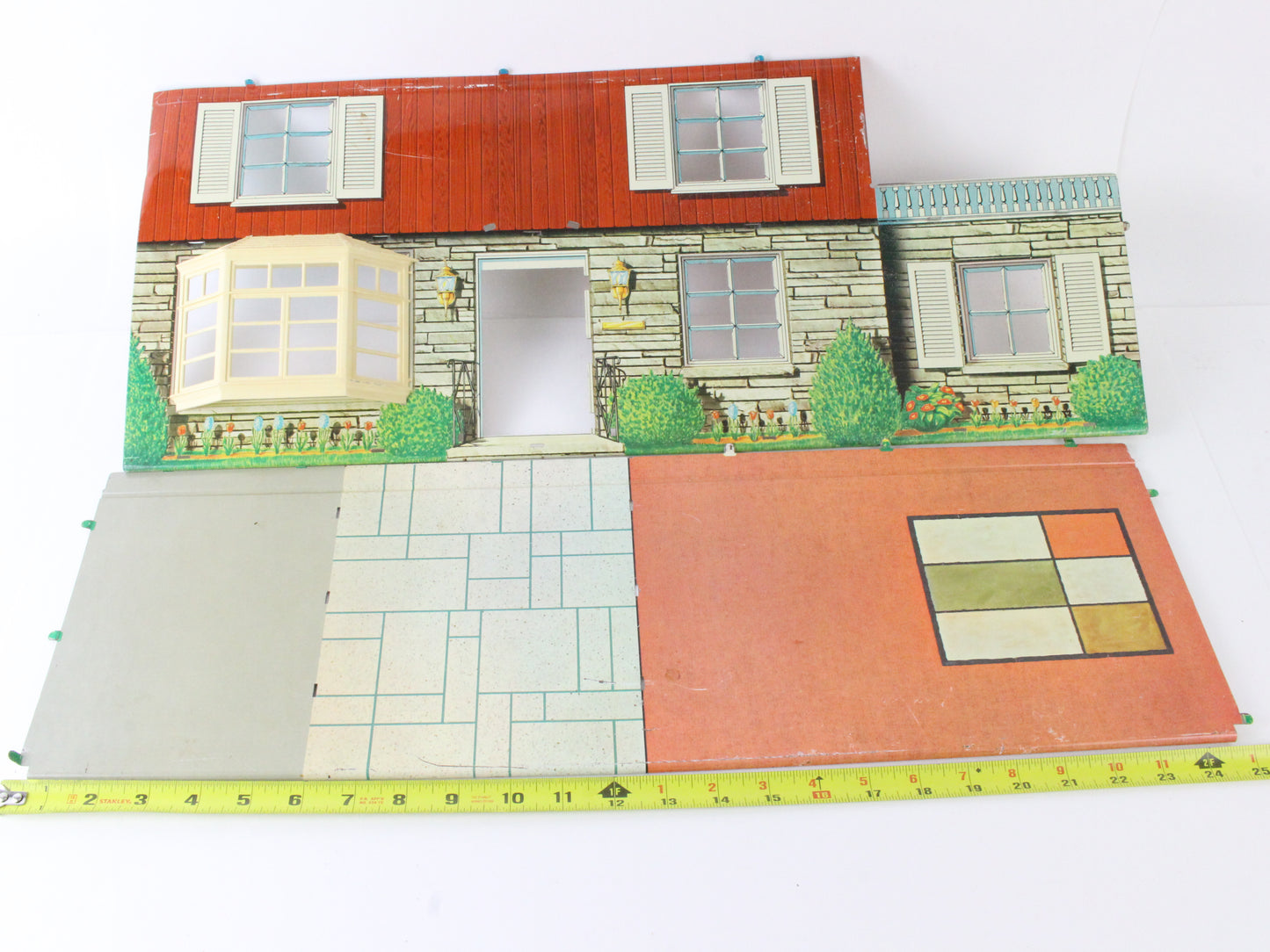 Vintage Colonial Doll House Modern Metal Two Story Marx 4070 W/ Box & Furniture