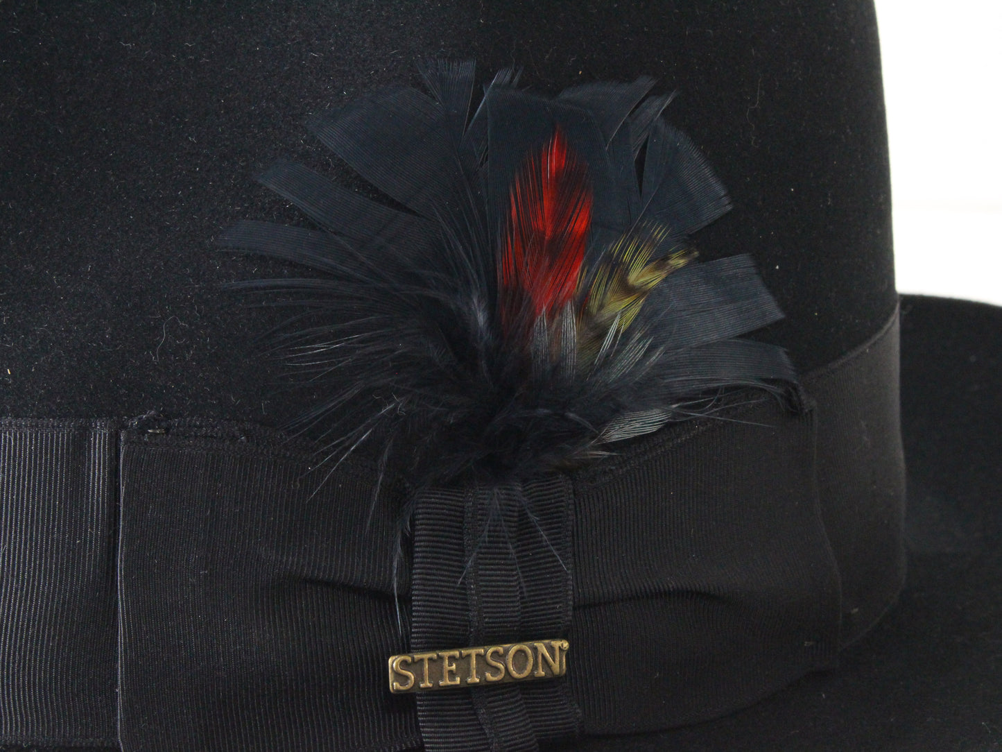 Stetson the Sovereign Mens Black Felt Fedora W/ Black Feather MULTIPLE SIZES