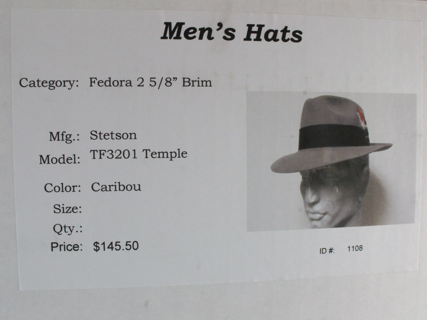 Stetson the Sovereign Mens Gray Felt Fedora W/ Stetson Pin MULTIPLE SIZES