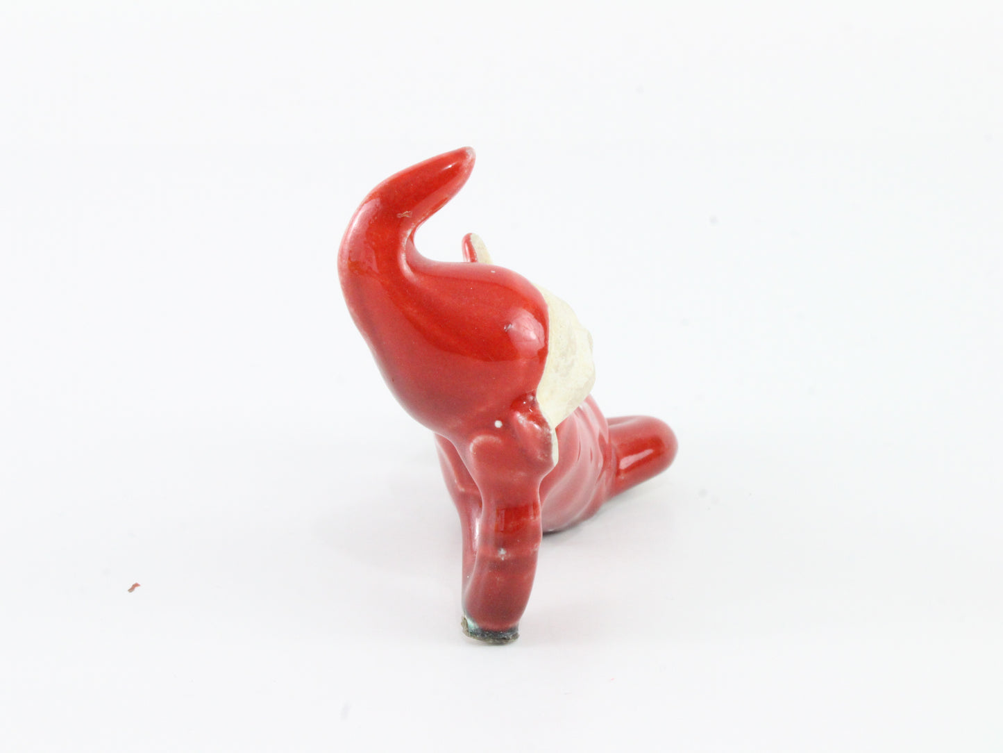 Vintage Red Suit Pixie Elf Reclining On Green Log Planter Ceramic 7 In