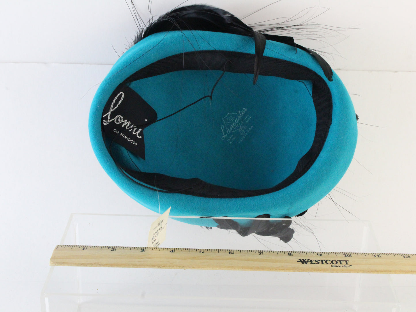 Sonni of California Ladies Turqouise and Black Wool Felt Dress Hat 7 1/8 57cm