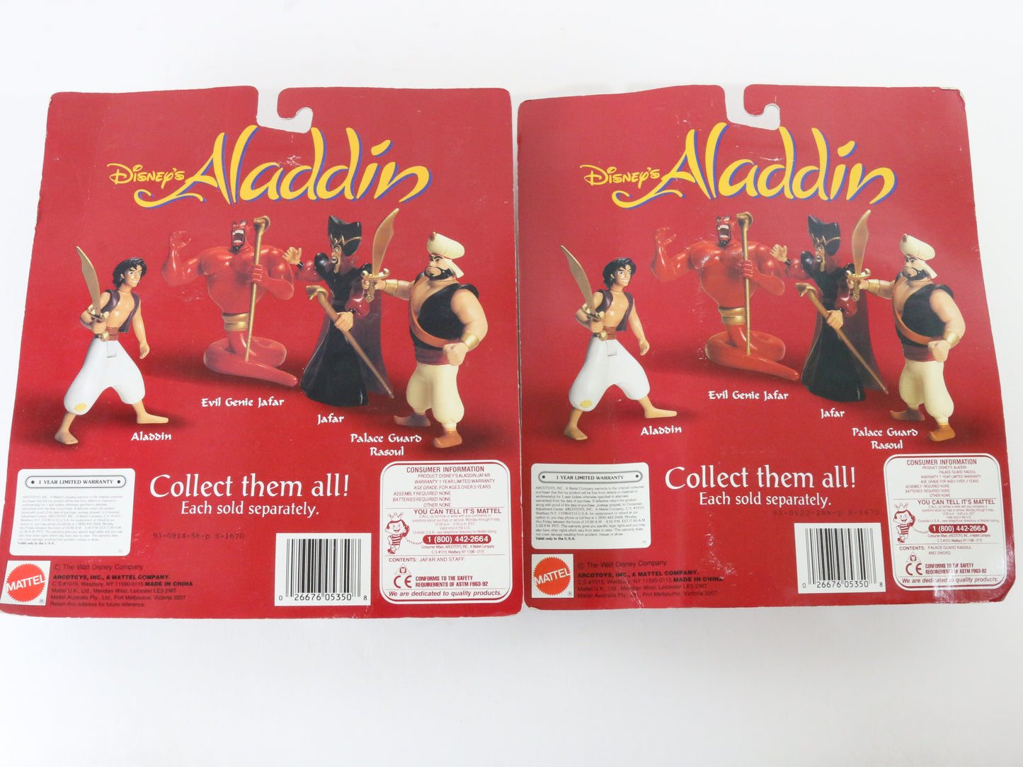 Lot Of 2 JAFAR & Palace Guard Rasoul Aladdin Disney Mattel 5350 Action Figures