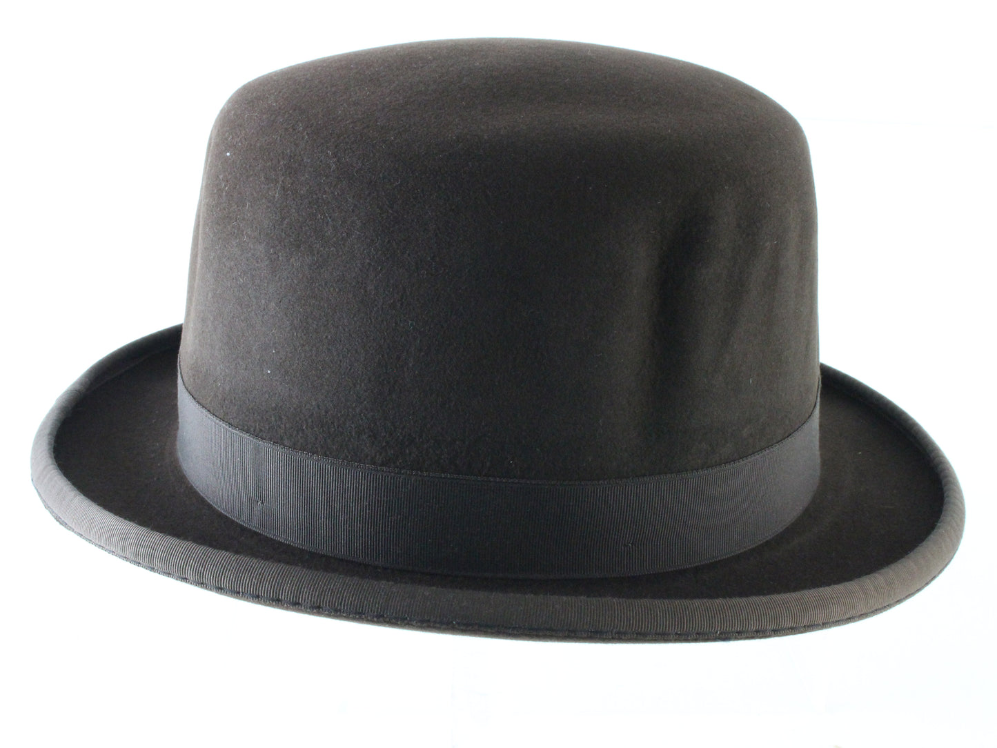 Top Hatters Mens Brown Fur Felt Fedora Derby Hat W/ Orange Feather 5x 6 7/8 55cm