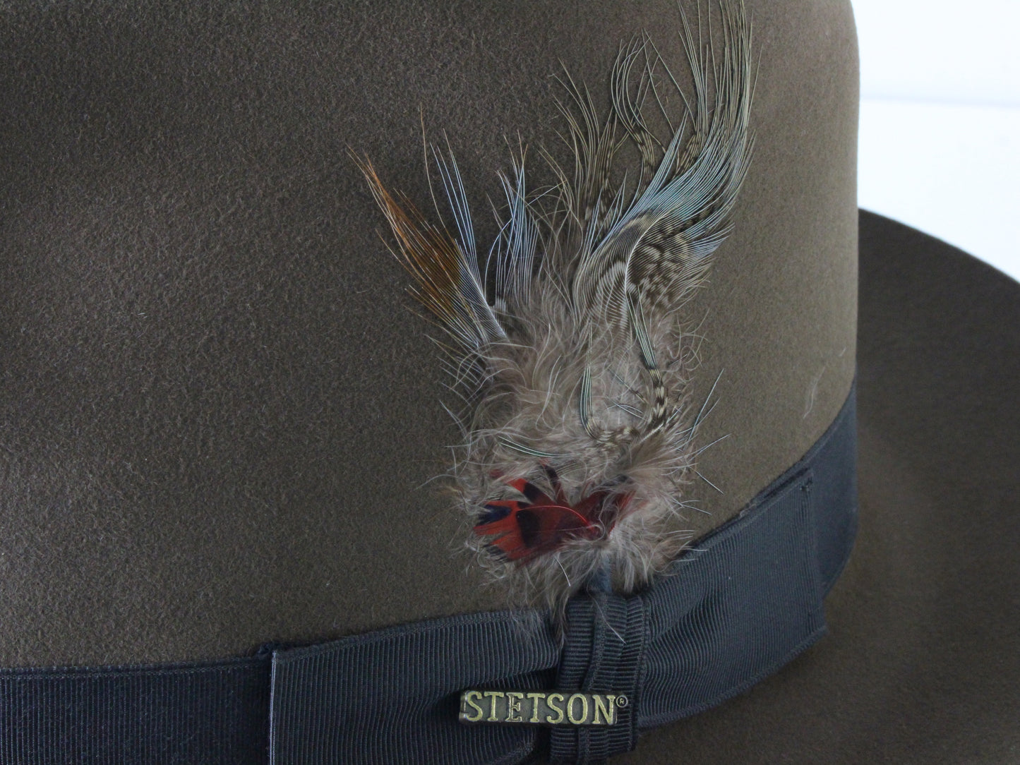 Stetson the Sovereign Mens Tawny Brown Felt Fedora W/ Feathers MULTIPLE SIZES