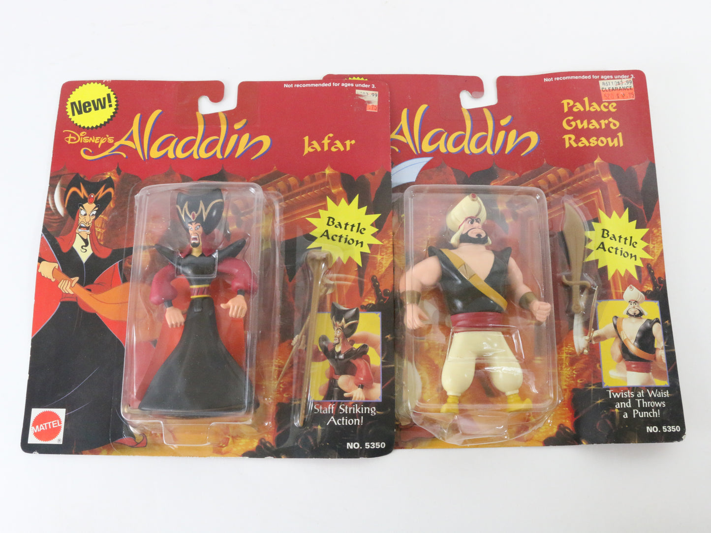 Lot Of 2 JAFAR & Palace Guard Rasoul Aladdin Disney Mattel 5350 Action Figures