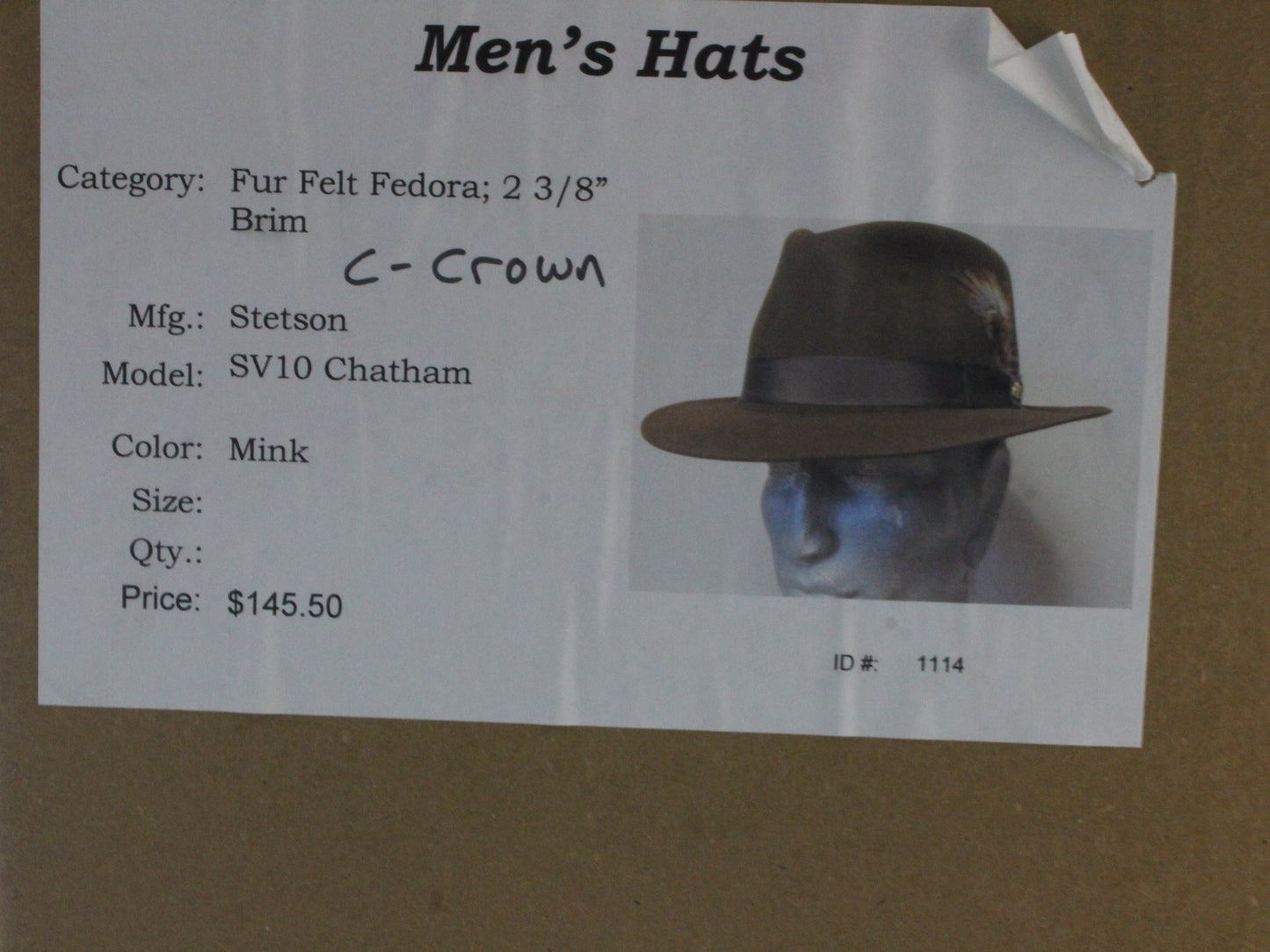 Stetson the Sovereign Mens Mink Brown Felt Fedora W/ Beaver Pin MULTIPLE SIZES