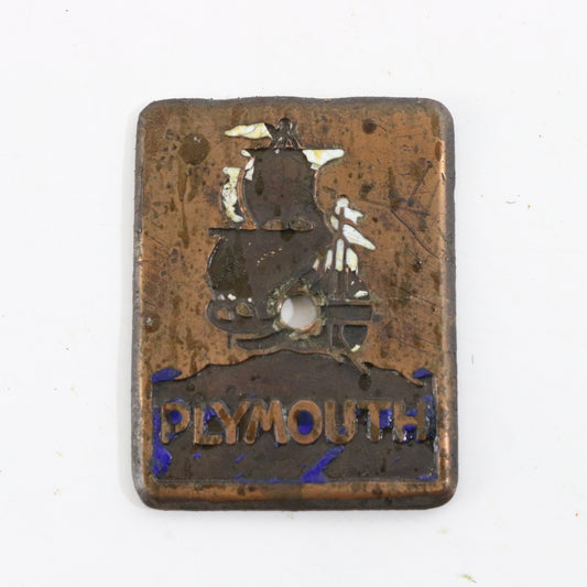 Plymouth Antique Metal Automobile Emblem Badge 1.75��� HEAVY PATINA
