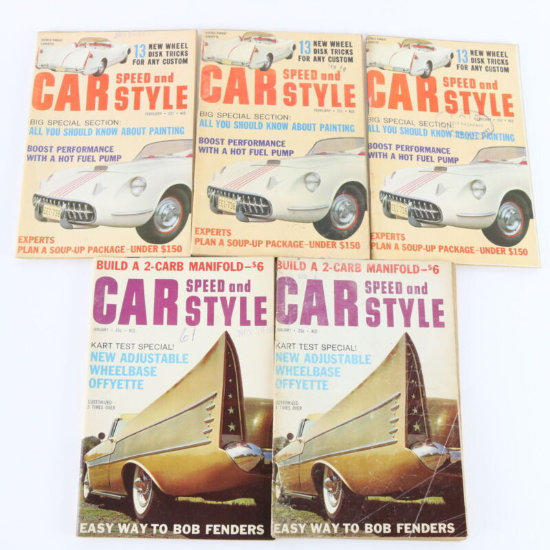 Lot Of 5 Car Speed & Style January & February 1961 Vintage Car Magazines