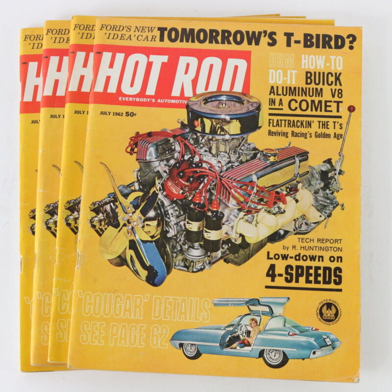 Lot Of 4 Hot Rod Cougar Details Tomorrows T-bird July 1962 Vintage Car Magazines