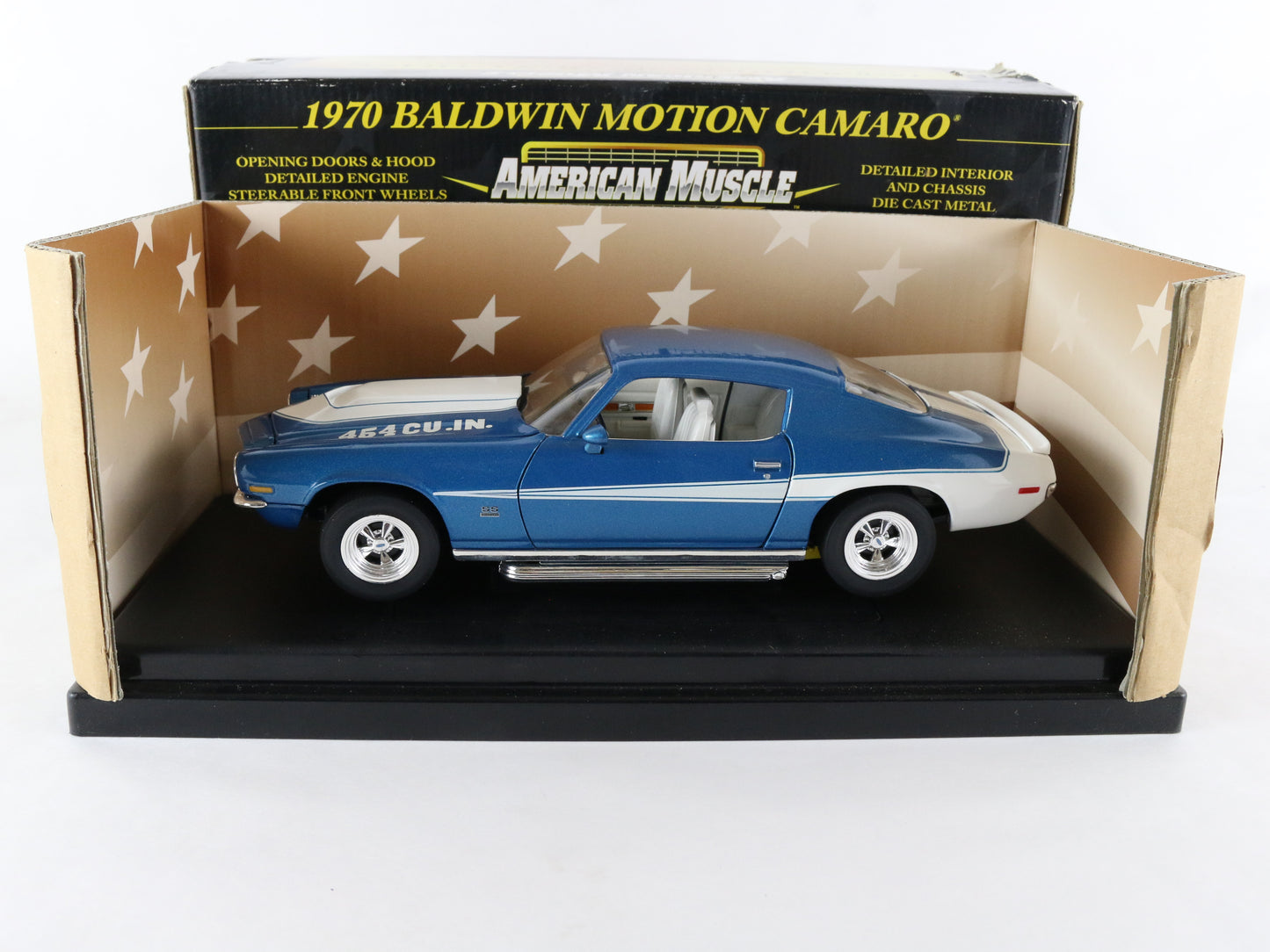 ERTL American Muscle 1:18 1970 Chevy Camaro Baldwin Motion Blue Diecast 36673