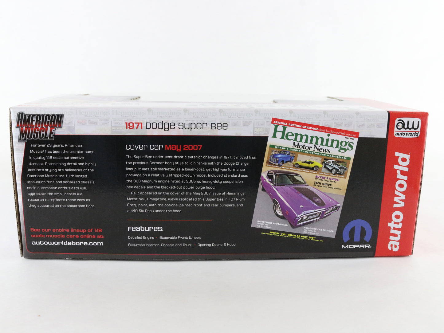 1971 Dodge Super Bee Hemmings Motor News American Muscle Auto World 1:18 Purple
