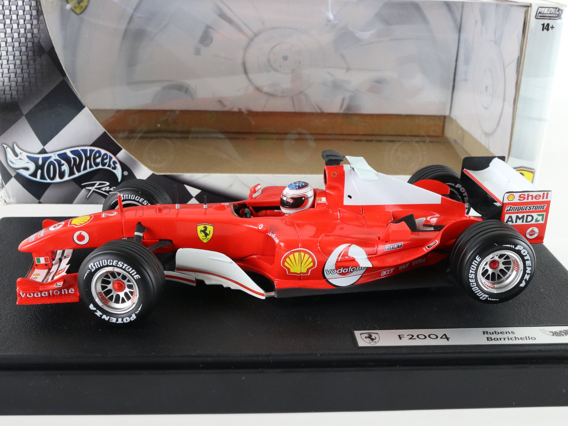 "Ferrari F2004 Rubens Barrichello Hot Wheels 1:18 scale model car replica"