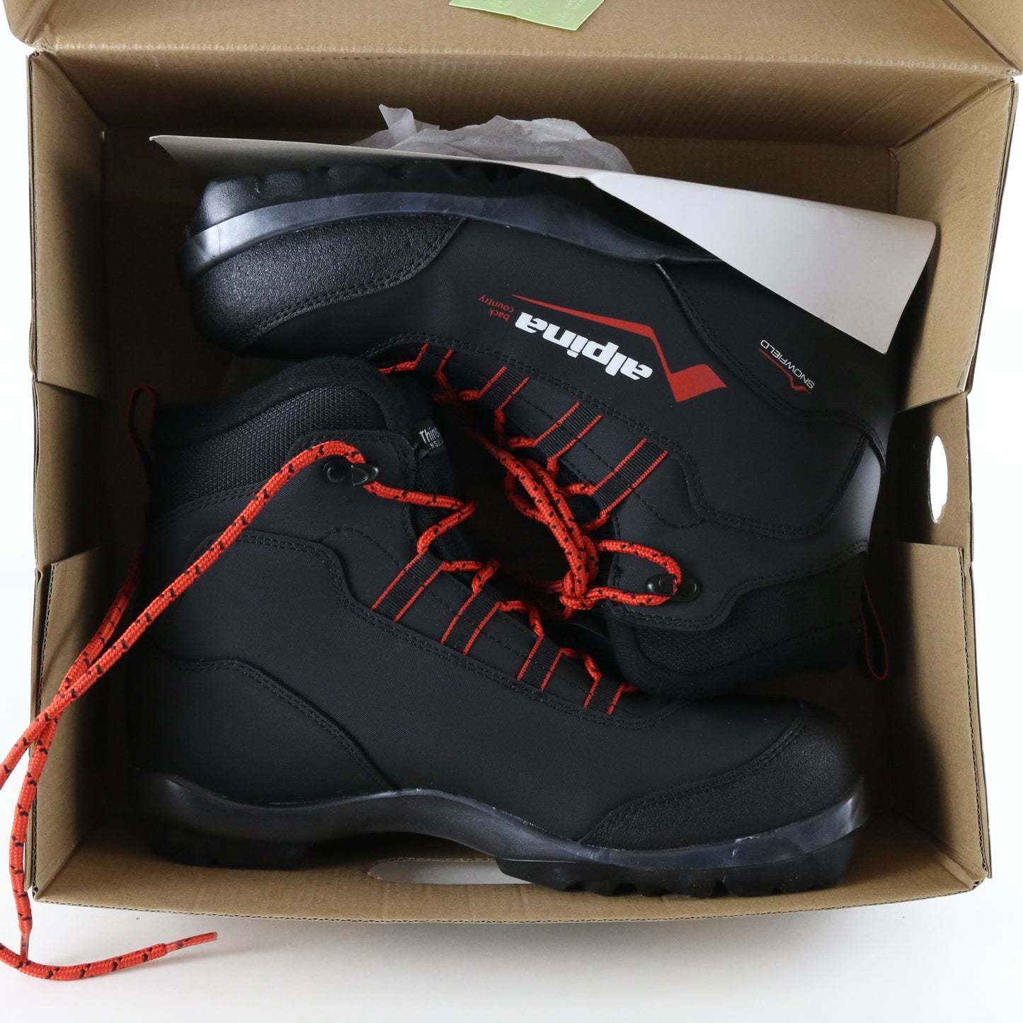 Alpina Snowfield Black & Orange Winter Cross Country Mens Ski Boots Size 8.5 USA