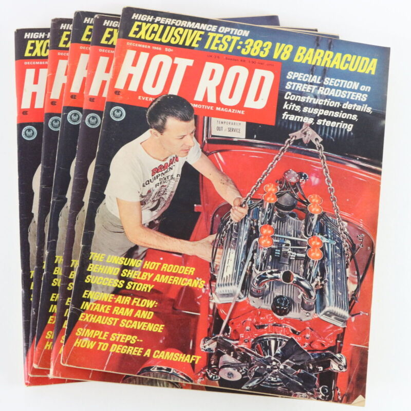 Lot Of 5 Hot Rod 338 V8 Barracuda December 1966 Vintage Car Magazines