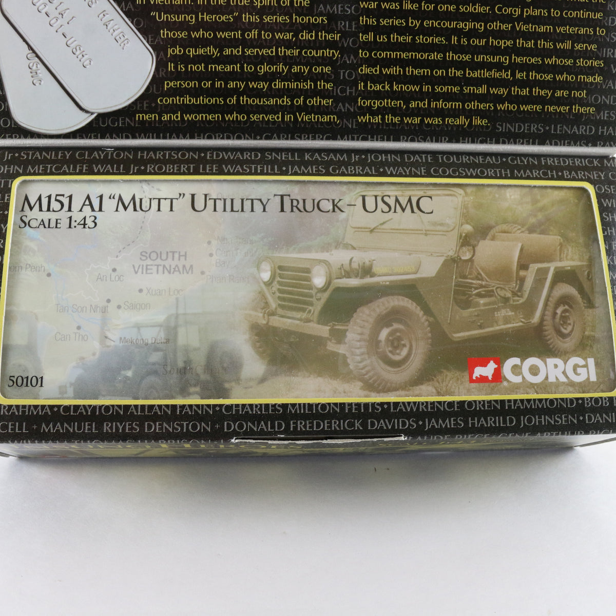 M151A1 Mutt Utility Truck USMC Vietnam Unsung Heroes Corgi 1:43 50101 Metal
