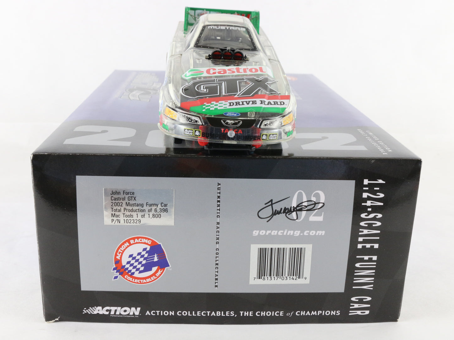 2002 Ford Mustang Funny Car Castrol GTX John Force Action 1:24 Diecast 1 Of 1800