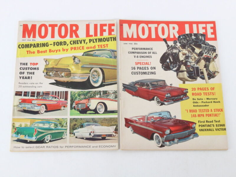 Lot Of 8 Motor Life Vintage Car Magazines Jan Feb March May July June 1958 35c