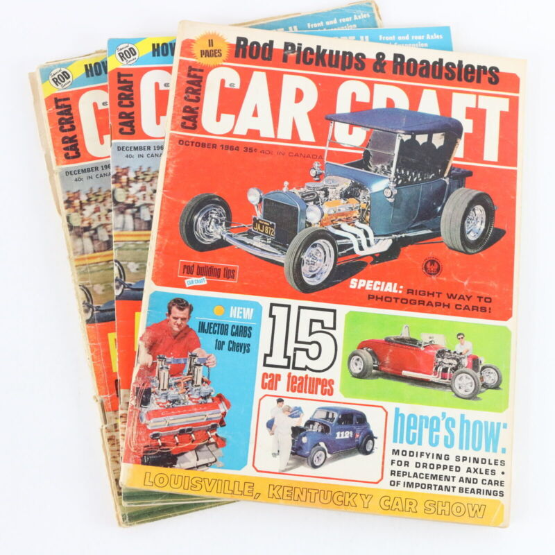 Lot Of 3 Car Craft Hot Rod Pickups October & December 1964 Vintage Car Magazines