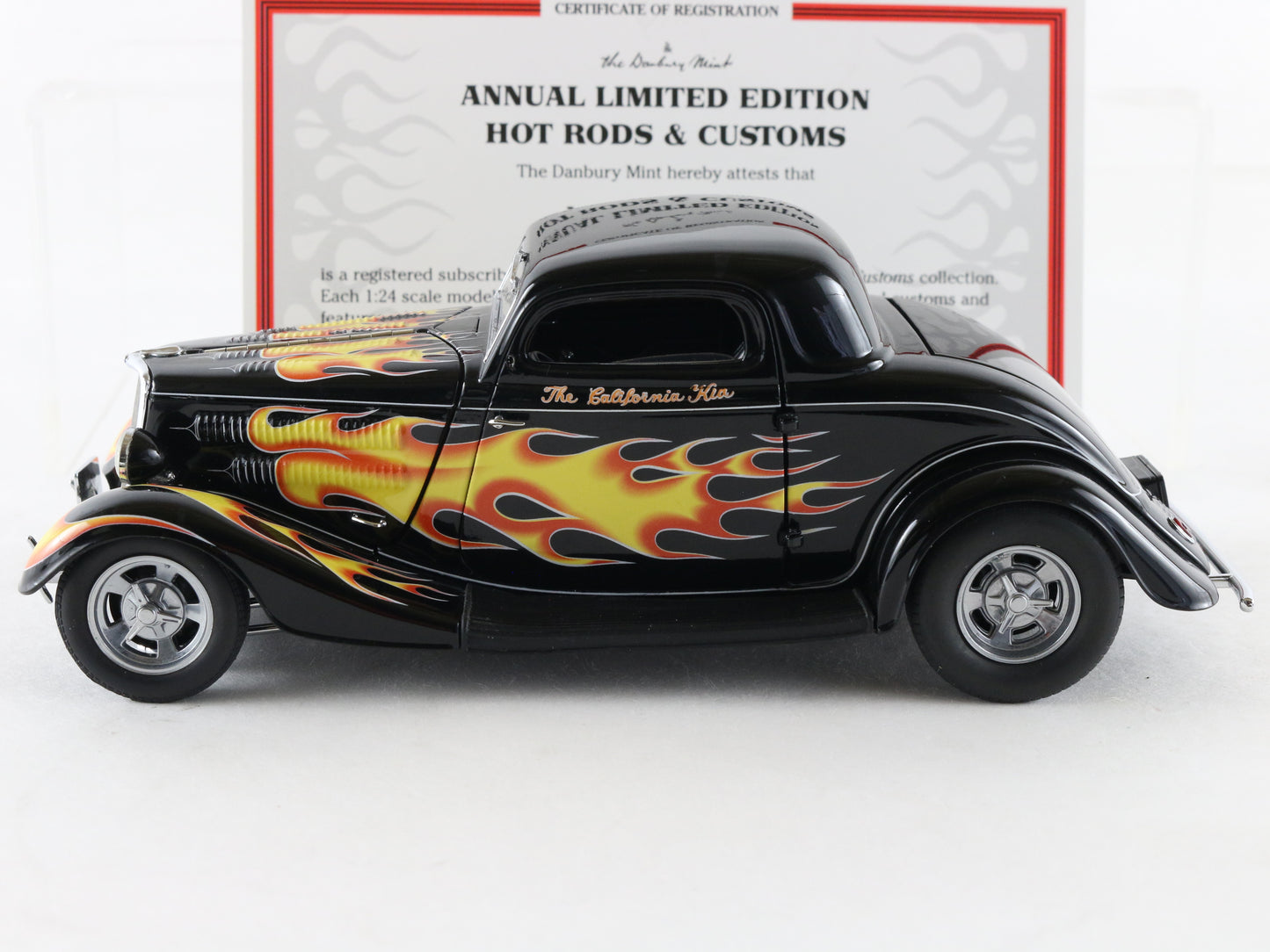 California Kid 1934 Ford Coupe Black W/ Flames Danbury Mint 1:24 Model Car