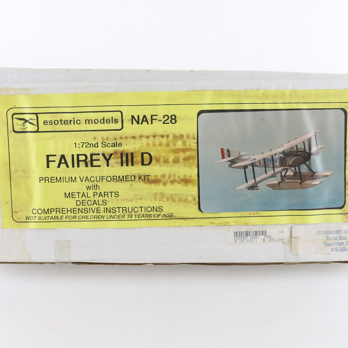 Fairey III D Vintage Biplane Esoteric 1:72 NAF-28 Model Plane Kit