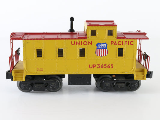 Lionel O Union Pacific UP 36565 Yellow Illuminated Caboose Car – Lionel O scale Union Pacific yellow illuminated caboose car for model railroad layouts.