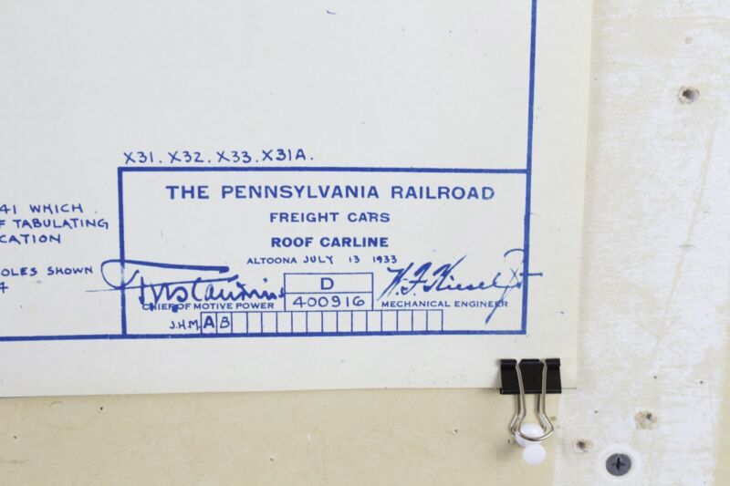 Pennsylvania PRR X31 X32 X33 Freight Cars Roof Carline 400916D 28.75��� Blueprint