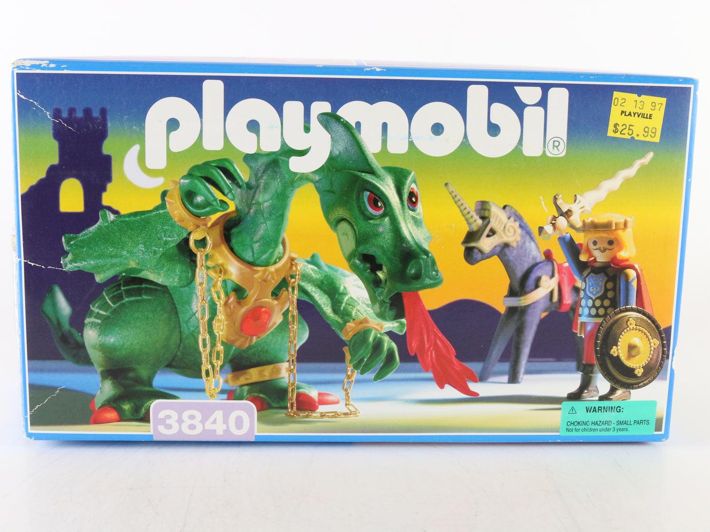 Playmobil 3840 Green Dragon with Knight, Horse, and Accessories Playset