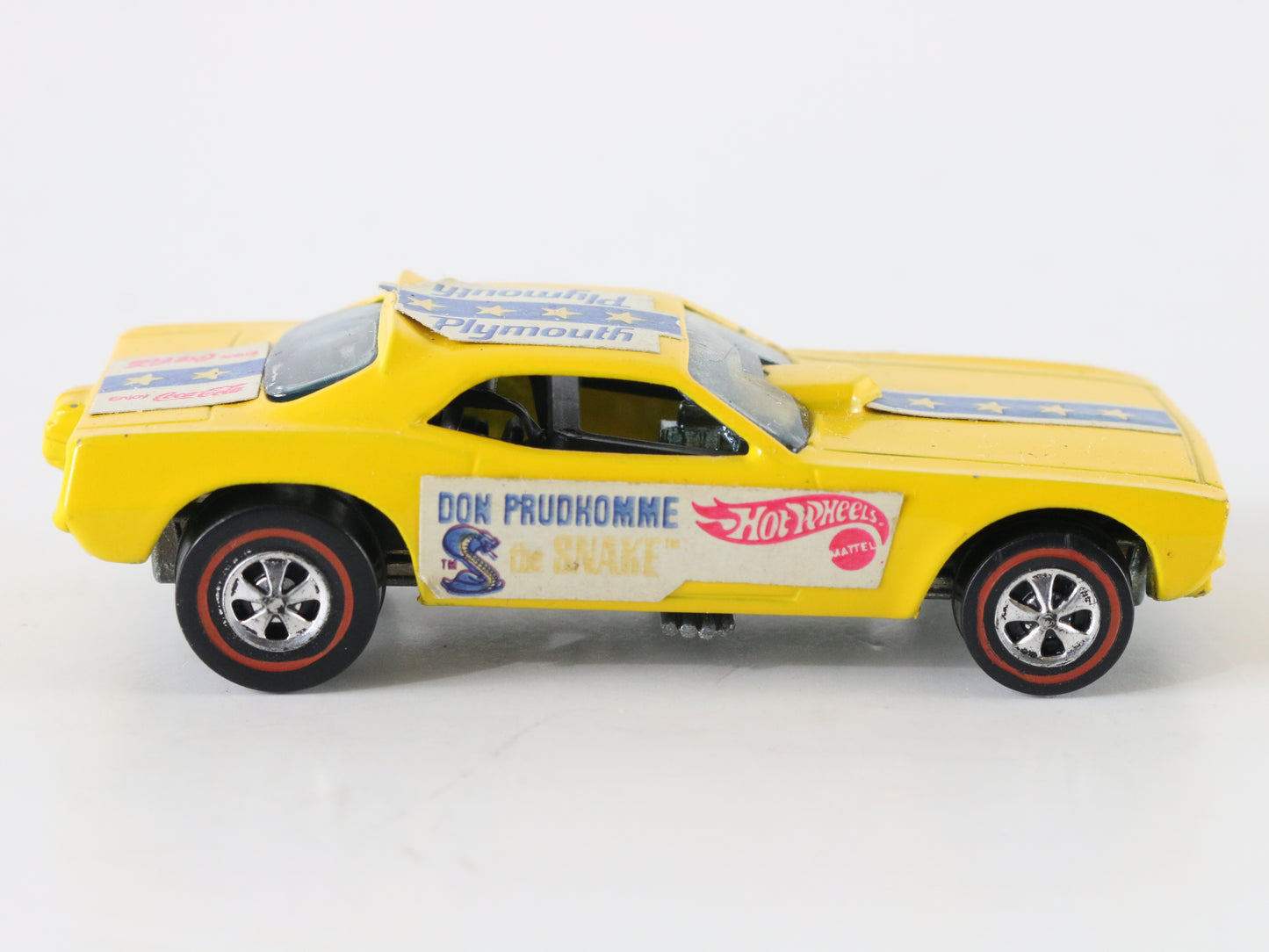 1970 Redline Hot Wheels ENAMEL PLYMOUTH Prudhomme Snake W/ Decals 1:64 6409 USA