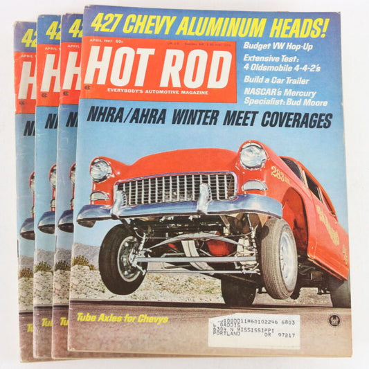 Lot Of 4 Hot Rod 427 Chevy Aluminum Heads April 1967 Vintage Car Magazines