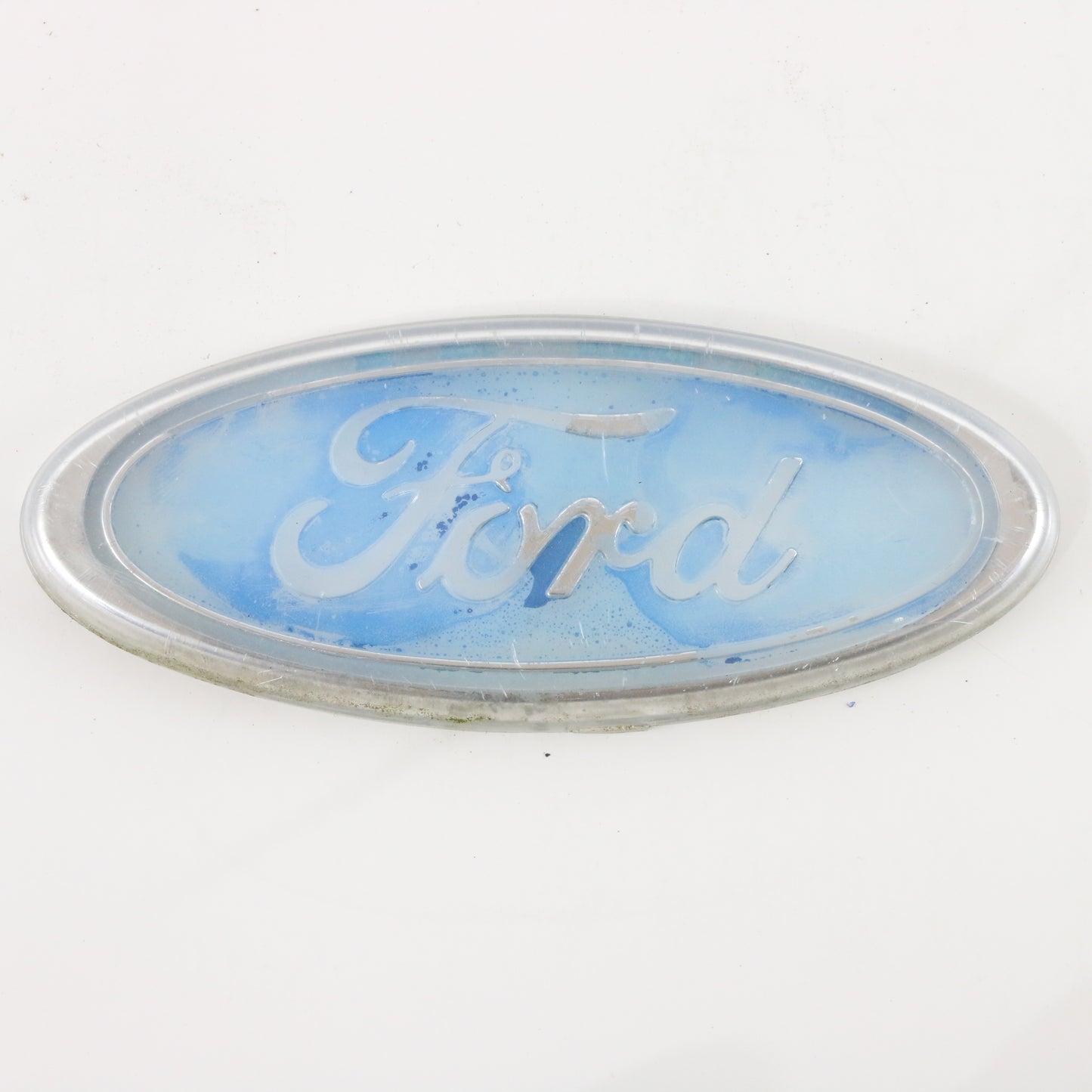 Ford Blue & Silver Oval Plastic Automobile Nameplate Emblem