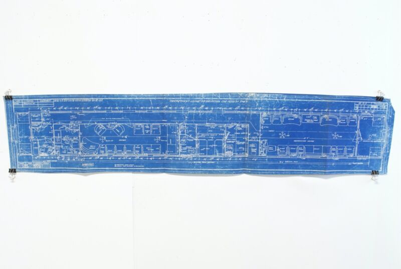 Passenger Observation Lounge Car Plan 64-B-5 3988-A 43��� Train Blueprint