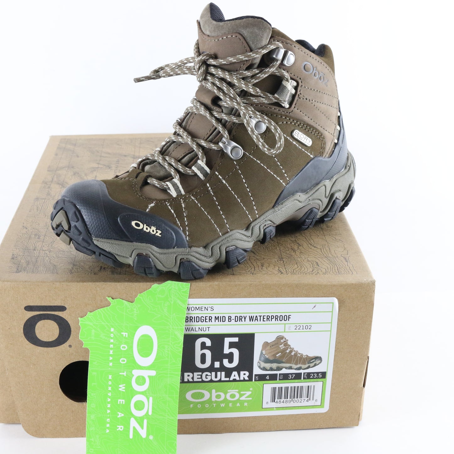 Oboz Bridger Mid B-Dry Waterproof Walnut Womens Winter Hiking Boots Size 6.5 USA