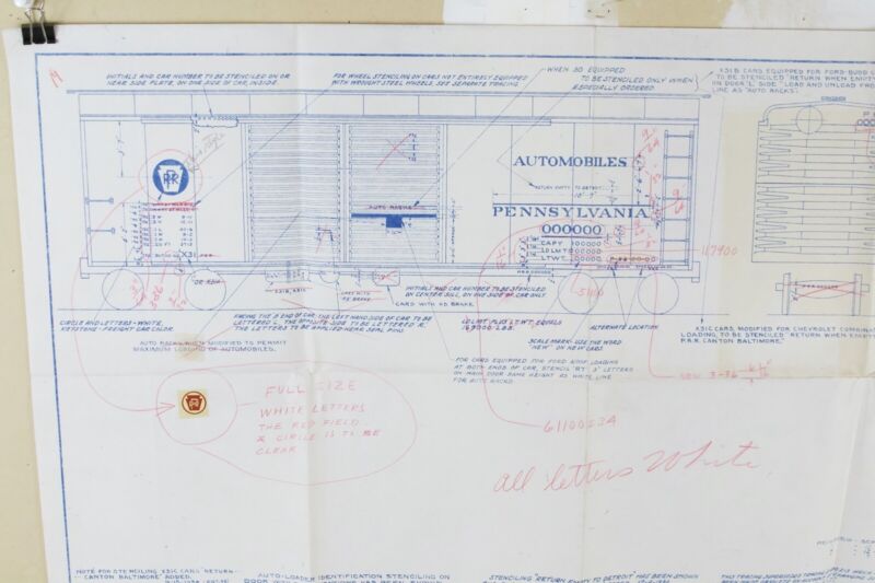 Pennsylvania Railroad X31, X31A Freight Box Cars 400323D 28.75��� Blueprint 1930s