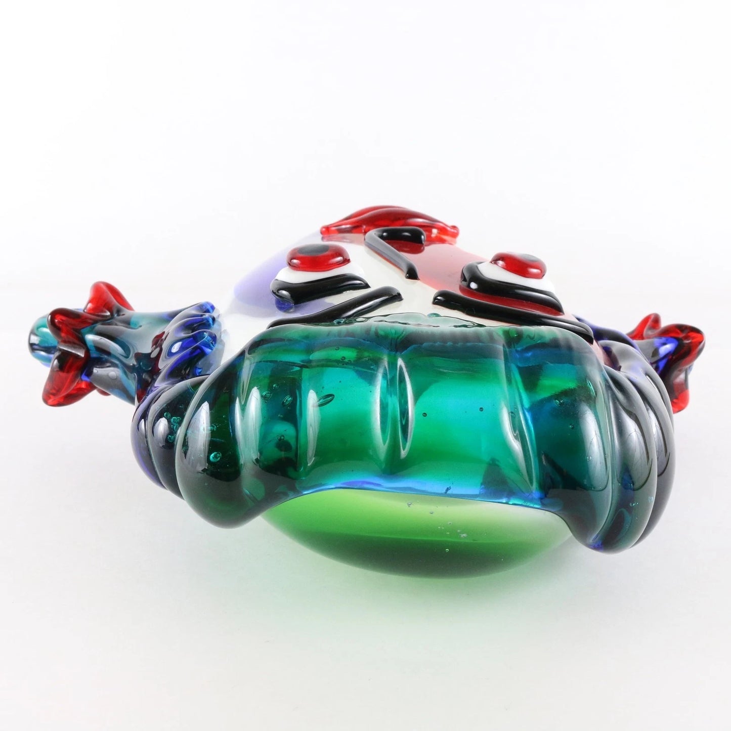 Italian Murano Glass Face Sculpture Art Bust Green Blue Red 10.5” 26cm