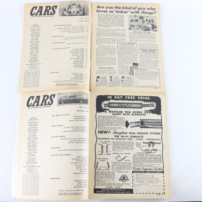 Lot Of 4 Cars Automotive Sept Oct Nov 1961 Vintage Car Magazines