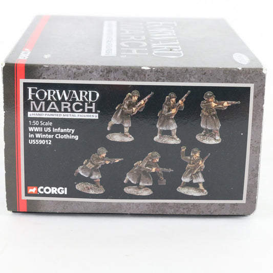 WWII US Infantry Soldiers Winter Clothing Forward March Corgi 1:50 US59012 Metal