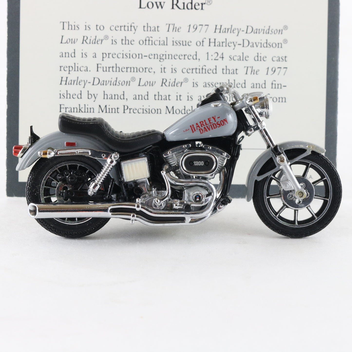 1977 Harley Davidson Low Rider Gray Franklin Mint 1:24 Diecast Model Motorcycle