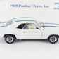 1969 Pontiac Trans Am Coupe Cameo White Blue Danbury Mint 1:24 Diecast Model