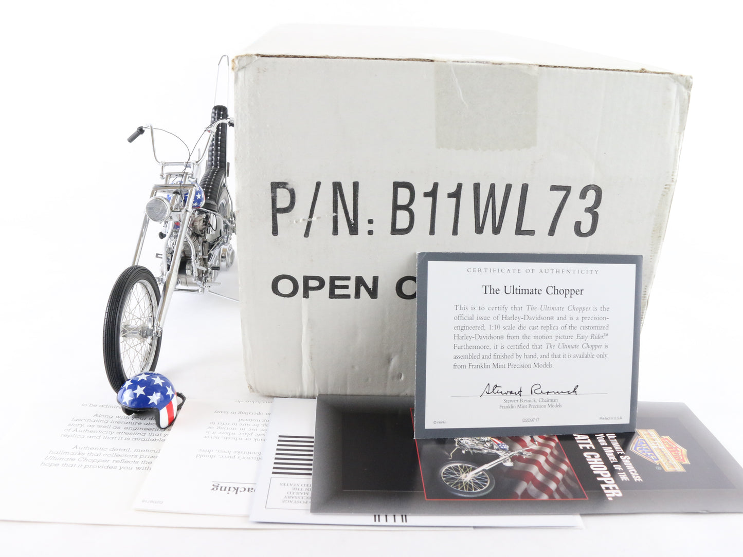 Easy Rider Chopper Red White Blue Cpt America Franklin Mint 1:10 B11WL73 w/ Box