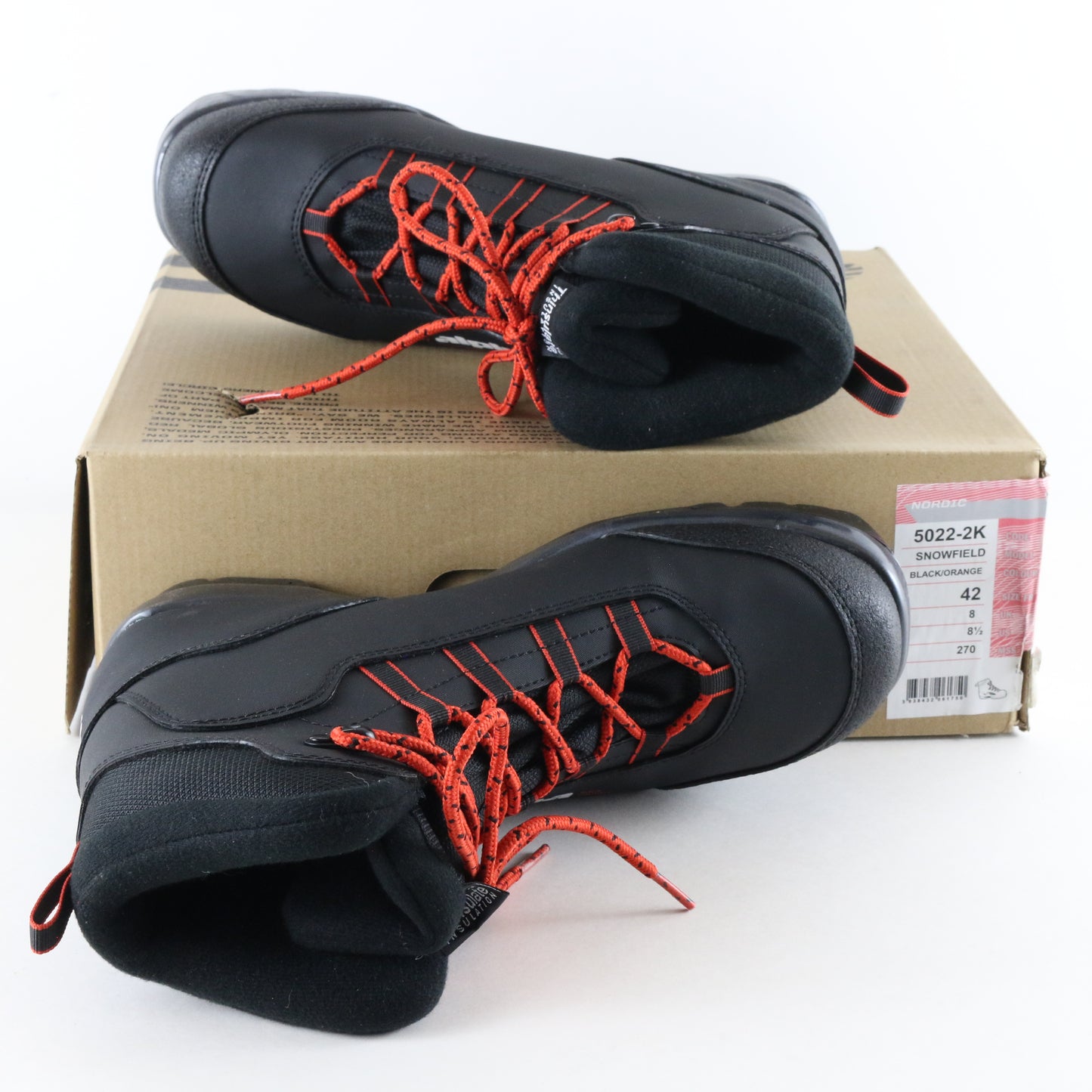 Alpina Snowfield Black & Orange Winter Cross Country Mens Ski Boots Size 8.5 USA