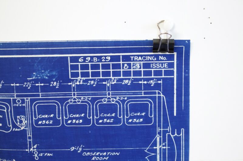 Compartment Observation Lounge Car Plan 69-B-29 3975-K 42��� Pass Train Blueprint