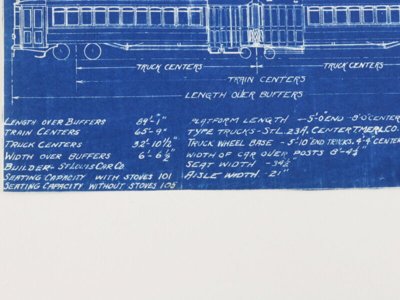 Milwaukee Electric Plan Elevation Three Truck Cars 196-495 Blueprint 1922 9.75"