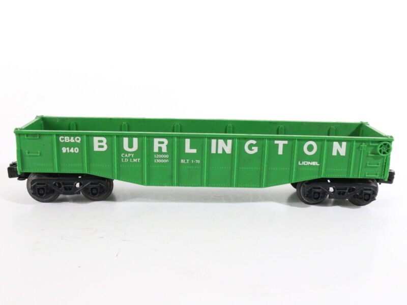 Burlington CB&Q 9140 Green Plastic Gondola Car Lionel O